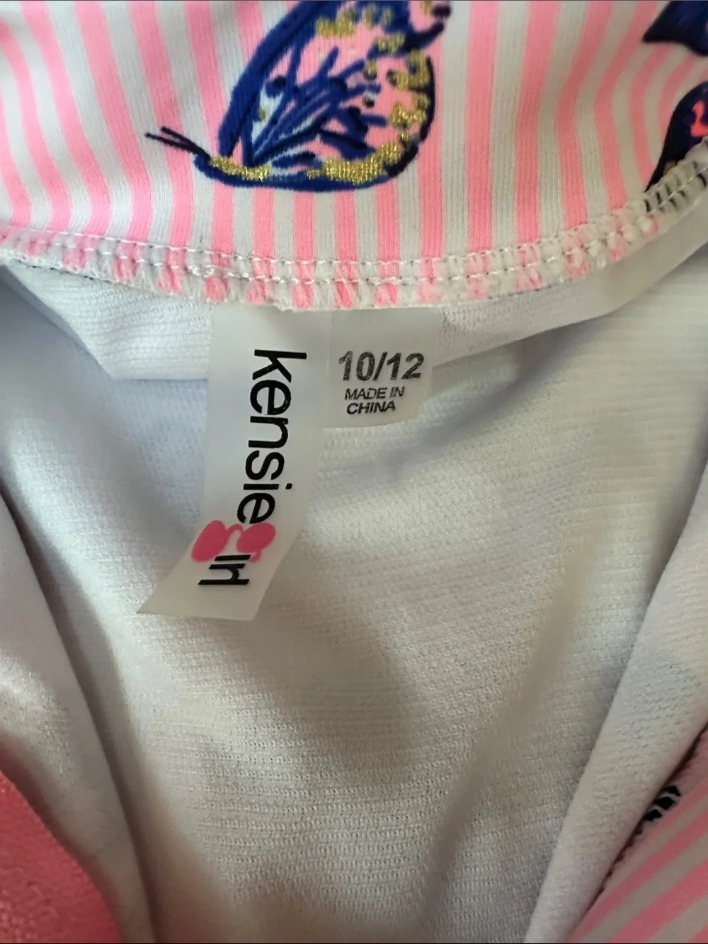 Kensie Kids Long-Sleeve Pink Butterfly One-Piece Swimsuit